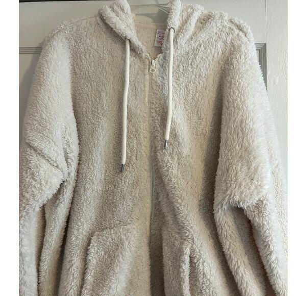 Cream Sherpa Zip-Up Hoodie – Size XL (15–17) - Picture 1 of 15
